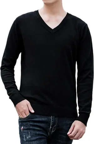 Mens Knitted Sweaters Cashmere V Neck Long Sleeve Undershirt Tops Fleece Pullover Sweater Basic Thermal Sweatshirts