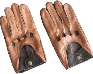 Men's Leather Gloves Male Breathable Unlined Thin Spring Driving Mittens