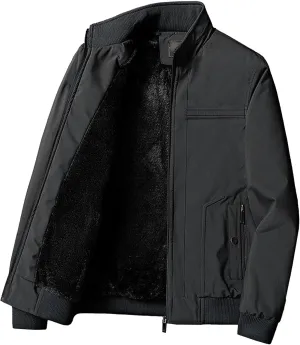 Men's Lightweight Baseball Bomber Jacket Windproof Stand Collar Casual Sport Jacket Winter Cotton Cargo Coats