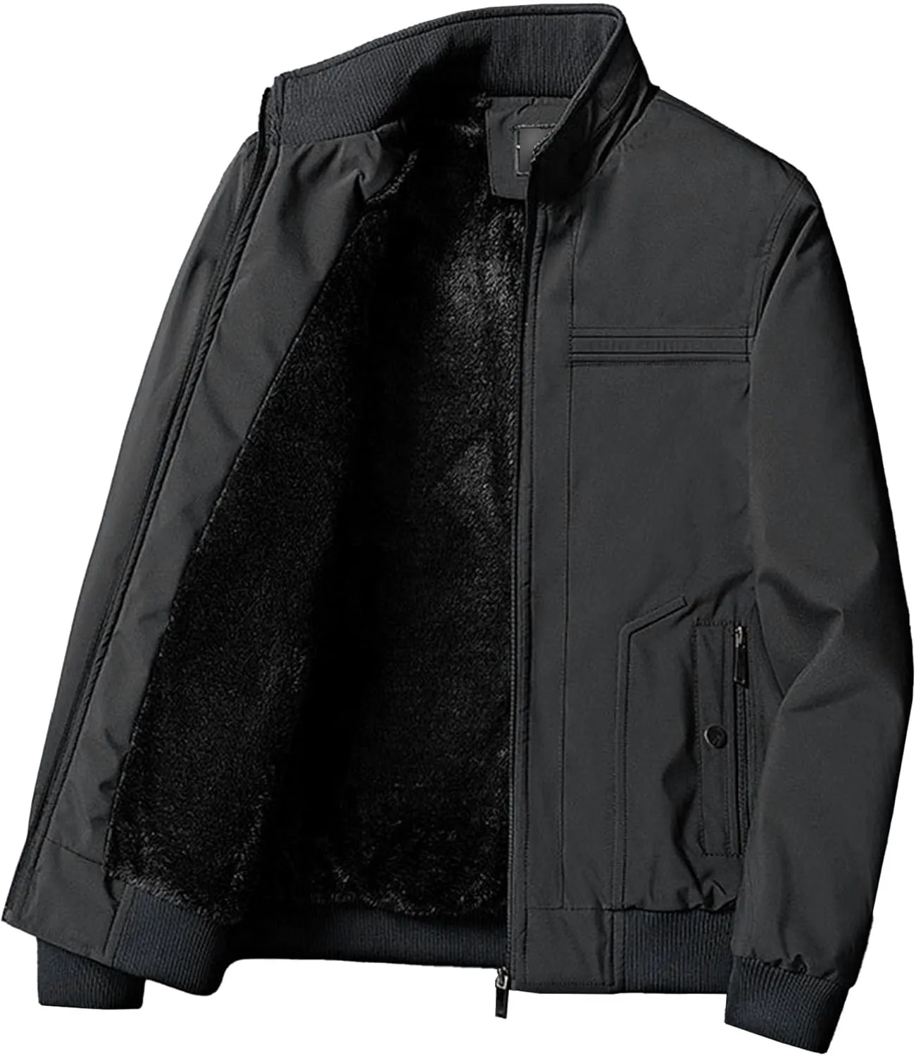 Men's Lightweight Baseball Bomber Jacket Windproof Stand Collar Casual Sport Jacket Winter Cotton Cargo Coats