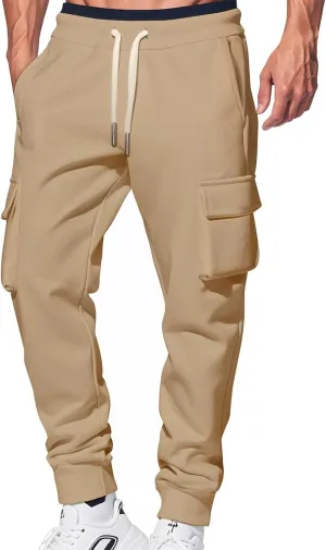 Mens Lightweight Cargo Pants Casual Work Cotton Big and Tall Hiking Lightweight Trousers Joggers