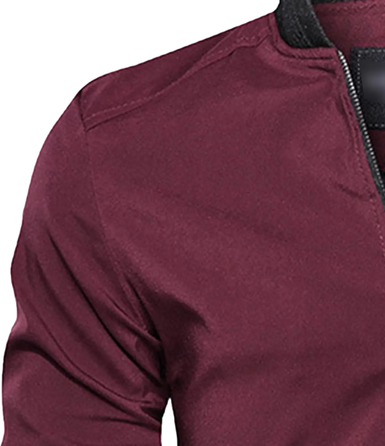 Men's Lightweight Casual Bomber Jackets Mock Neck Zip Up Baseball Varsity Coat Windproof Sportwear Cotton Jacket