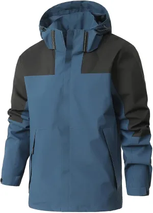 Mens Lightweight Rain Jacket Outdoor Waterproof Shell Hooded Jacket Hiking Travel Running Raincoat Unisex Windbreaker