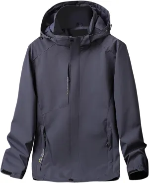 Men's Lightweight Windbreaker Outdoor Lightweight Full Zip Hooded Raincoat Plus Size Casual Waterproof Hiking Jackets