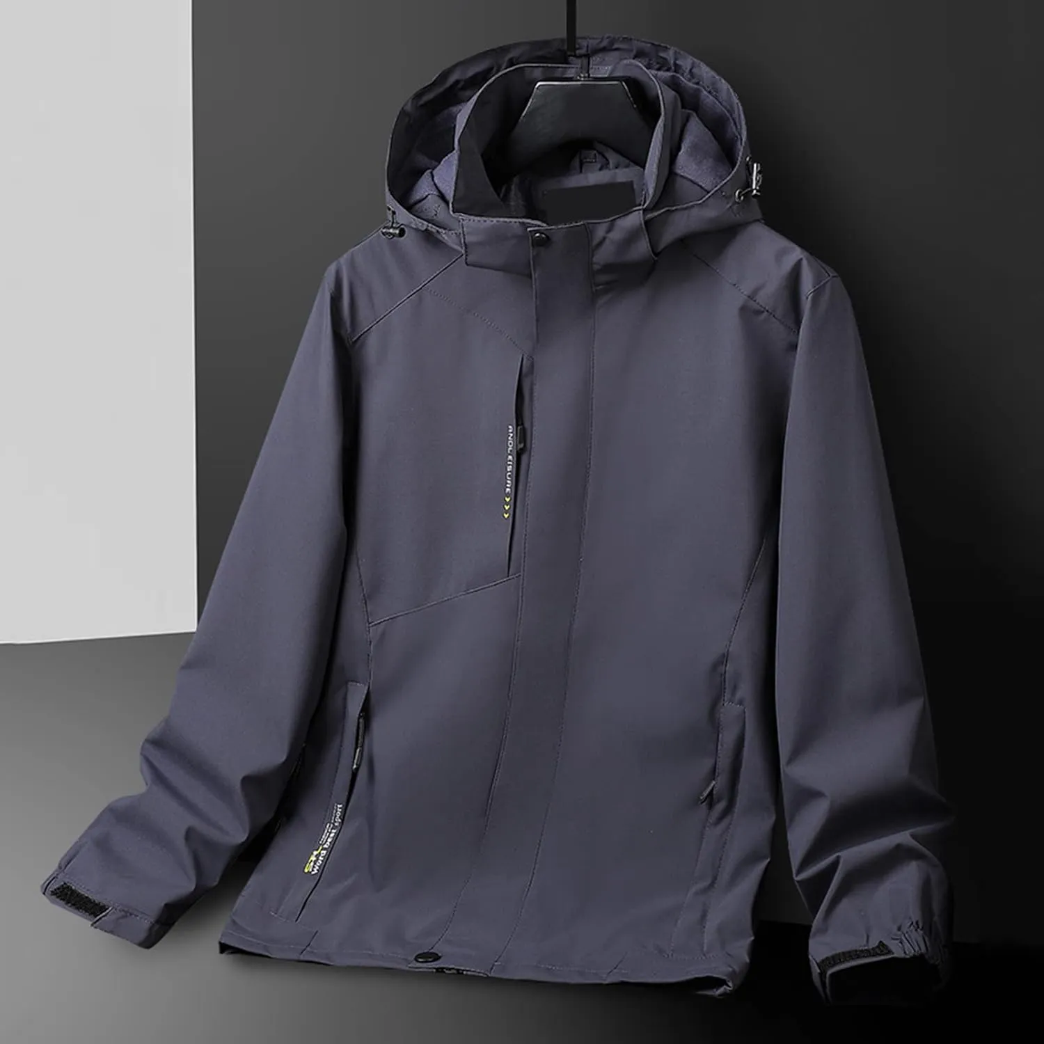 Men's Lightweight Windbreaker Outdoor Lightweight Full Zip Hooded Raincoat Plus Size Casual Waterproof Hiking Jackets