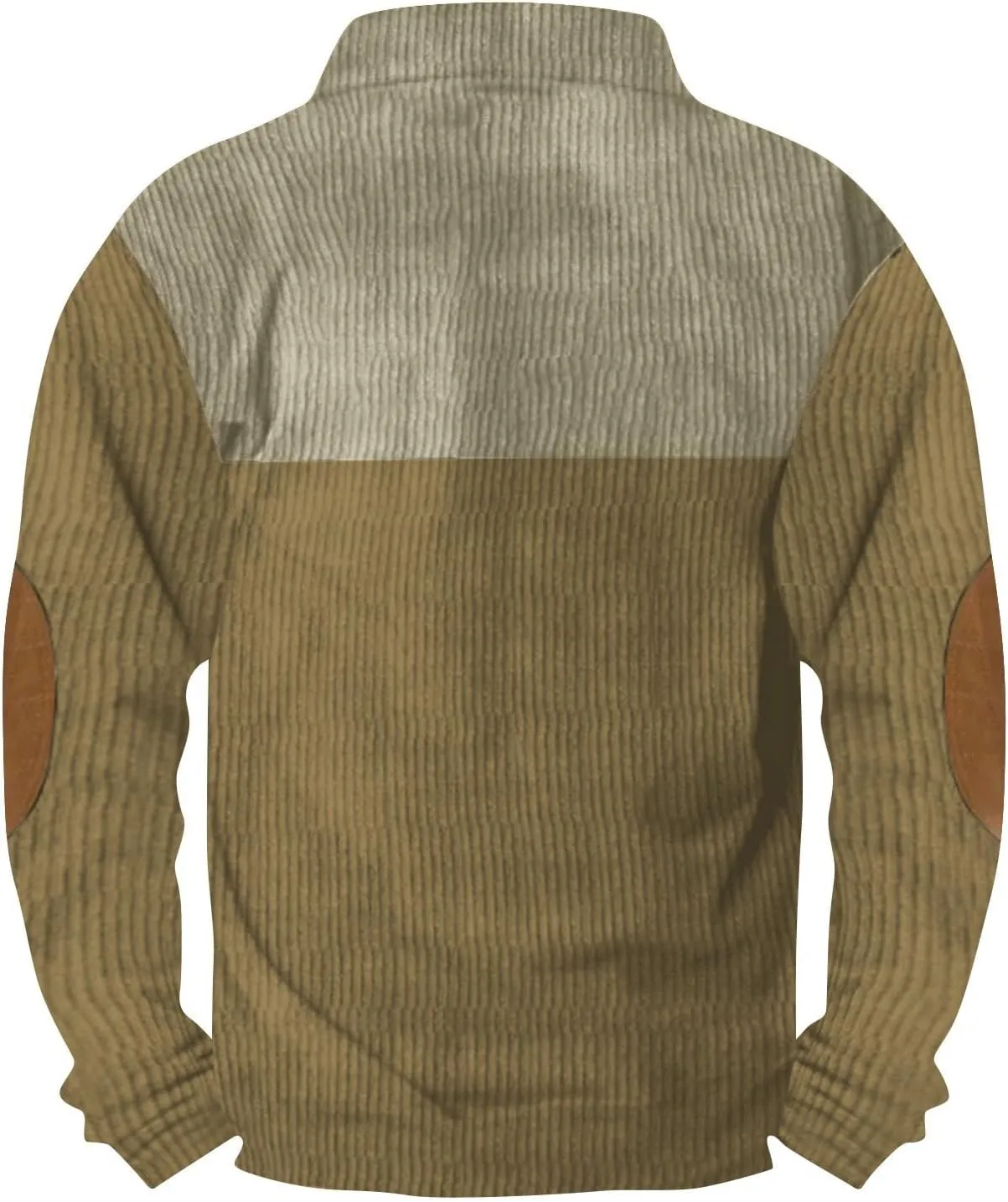 Mens Long Sleeve Sweatshirts Corduroy Elbow Patches Shirt Lapel Collar Pullover Fall Western Tops