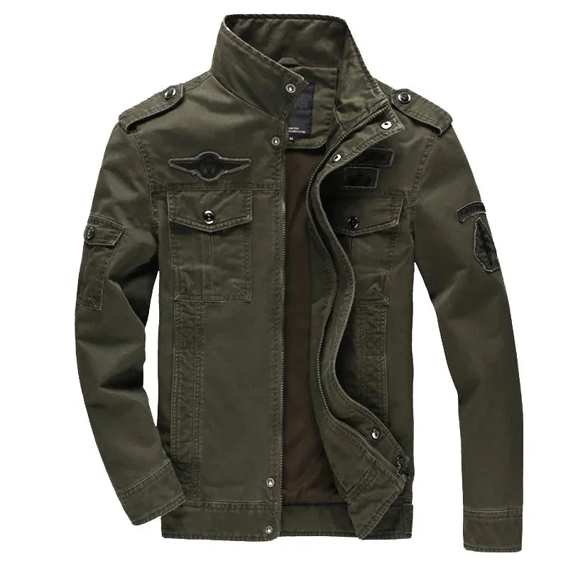 Men's Military Cotton Bomber Jacket – Loose Fit Casual Workwear