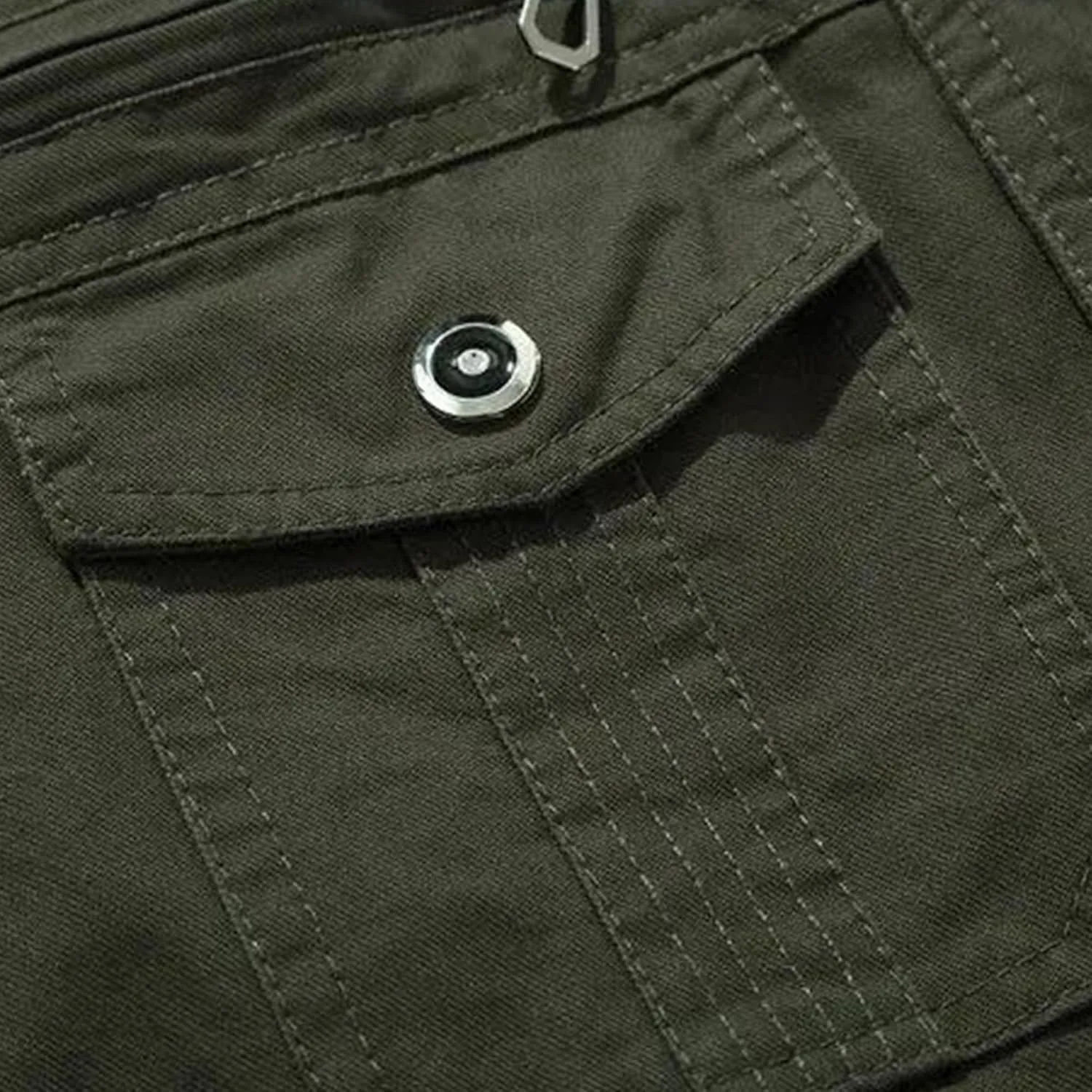 Men's Multi Pockets Cotton Cargo Jackets Zip Front Stand Collar Military Jackets Casual Loose Bomber Jacket
