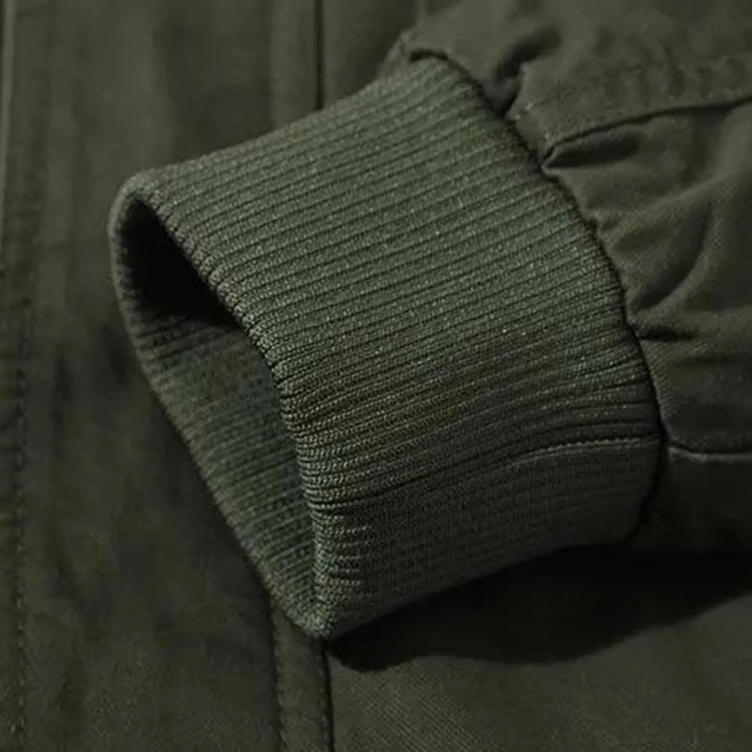 Men's Multi Pockets Cotton Cargo Jackets Zip Front Stand Collar Military Jackets Casual Loose Bomber Jacket