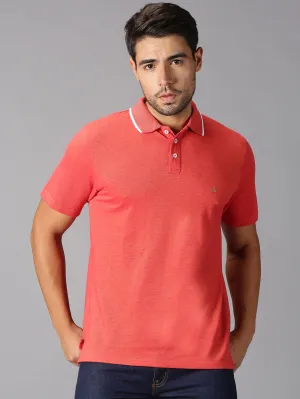 MEN'S ORANGE SOLID SLIM FIT T.SHIRT