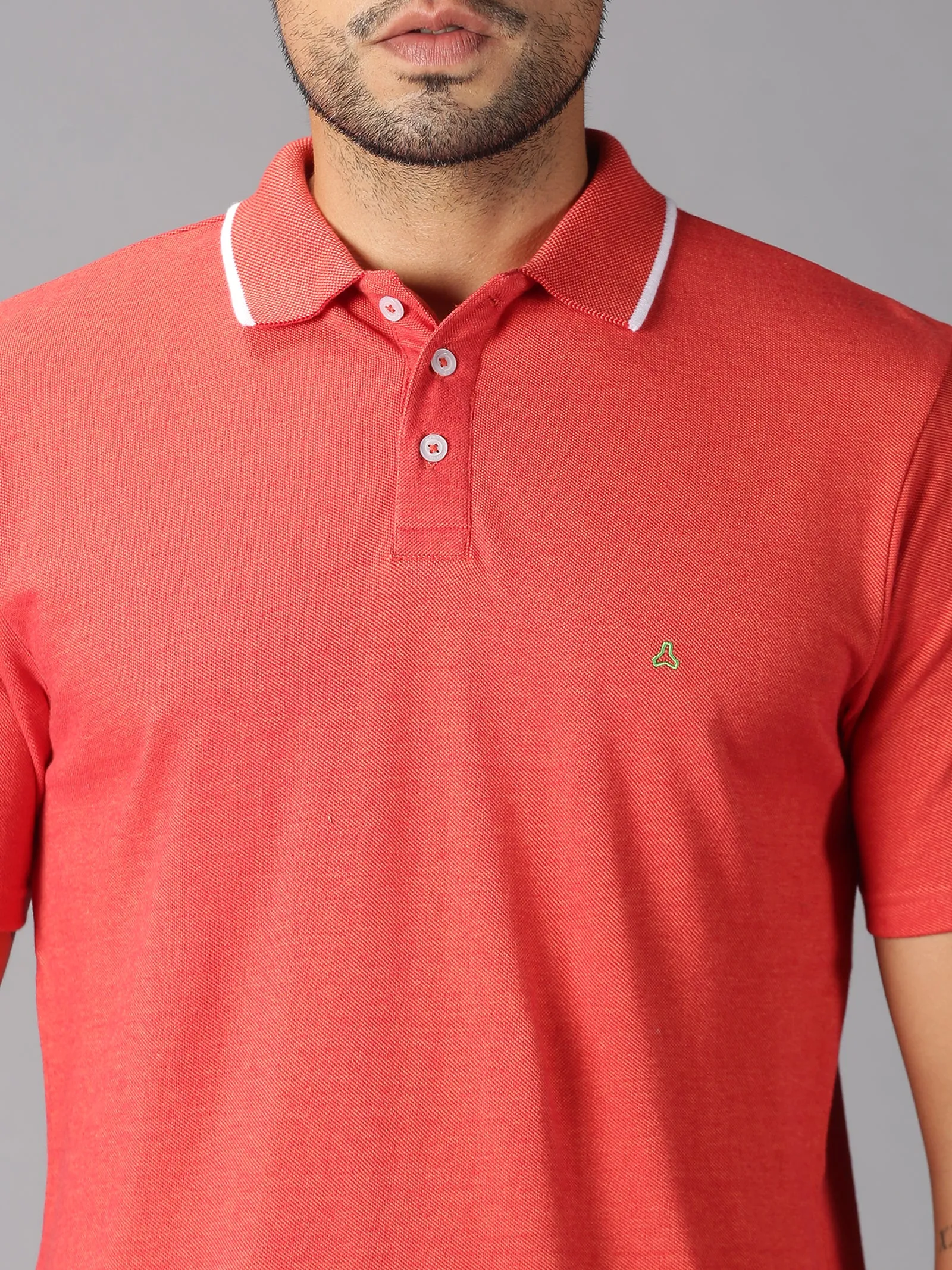 MEN'S ORANGE SOLID SLIM FIT T.SHIRT