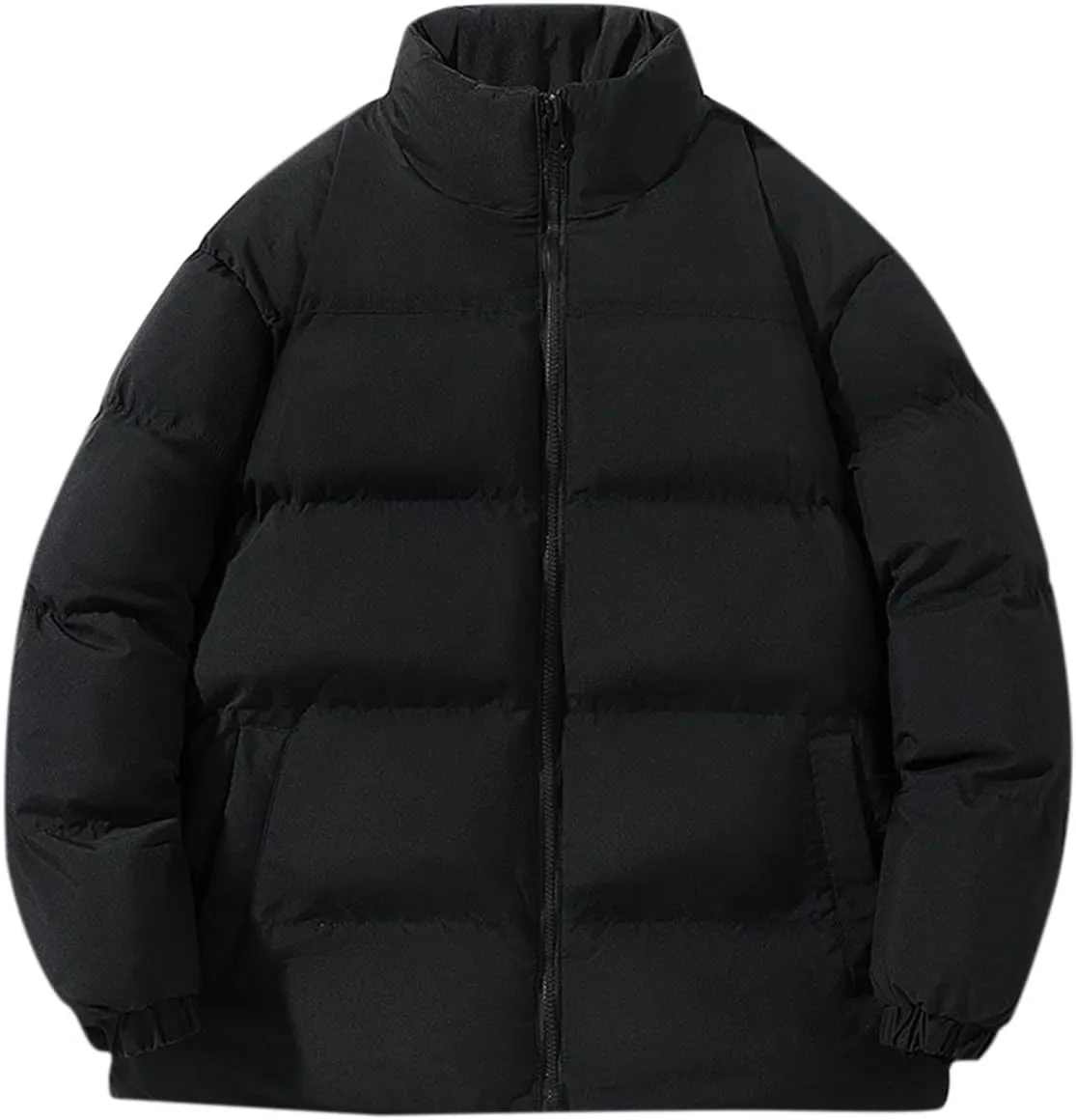 Men's Puffer Jackets Lightweight Warm Windproof Coat Winter Water-Repellent Windbreaker Stand Collar Quilted Jacket