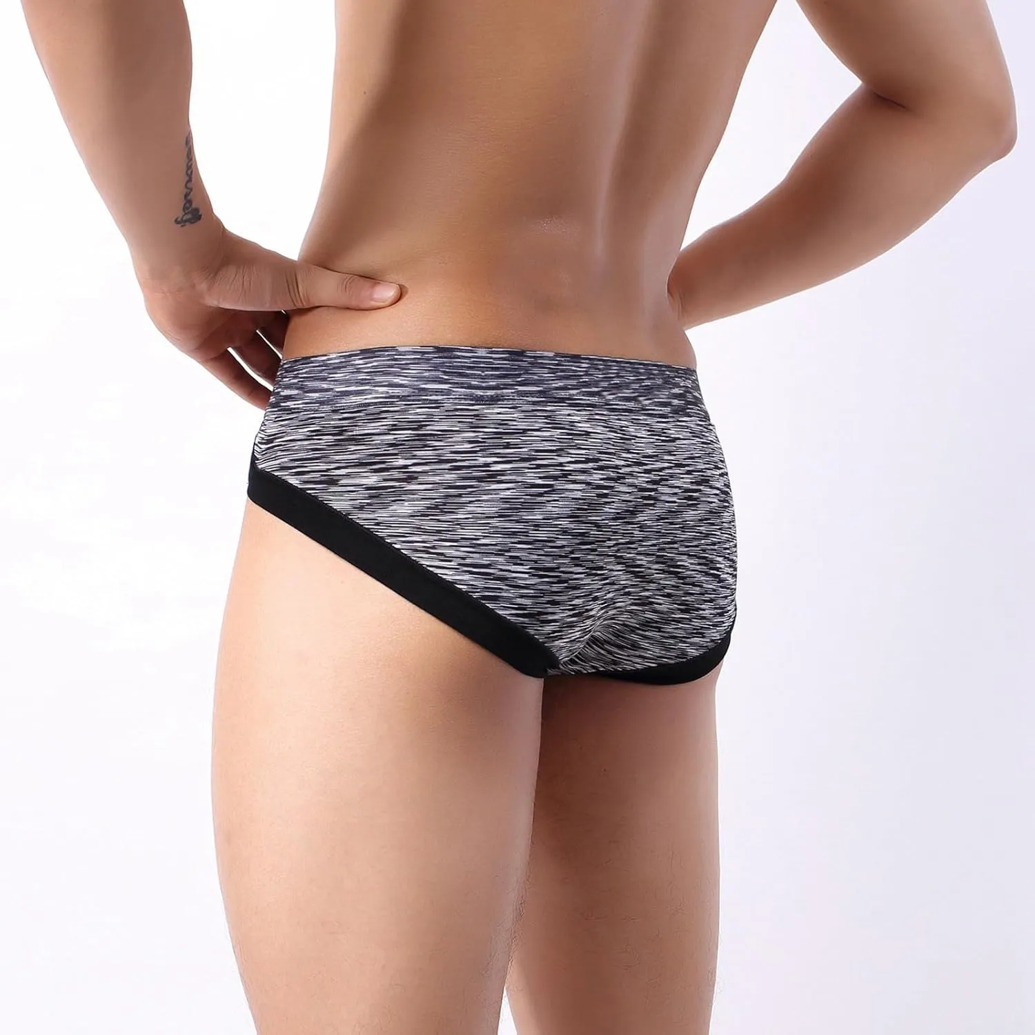 Men's Quick-dryl Briefs with Big Pouch Colorful Bulge Stretch Bikini Underwear Low Rise Sporty Under Panties for Men