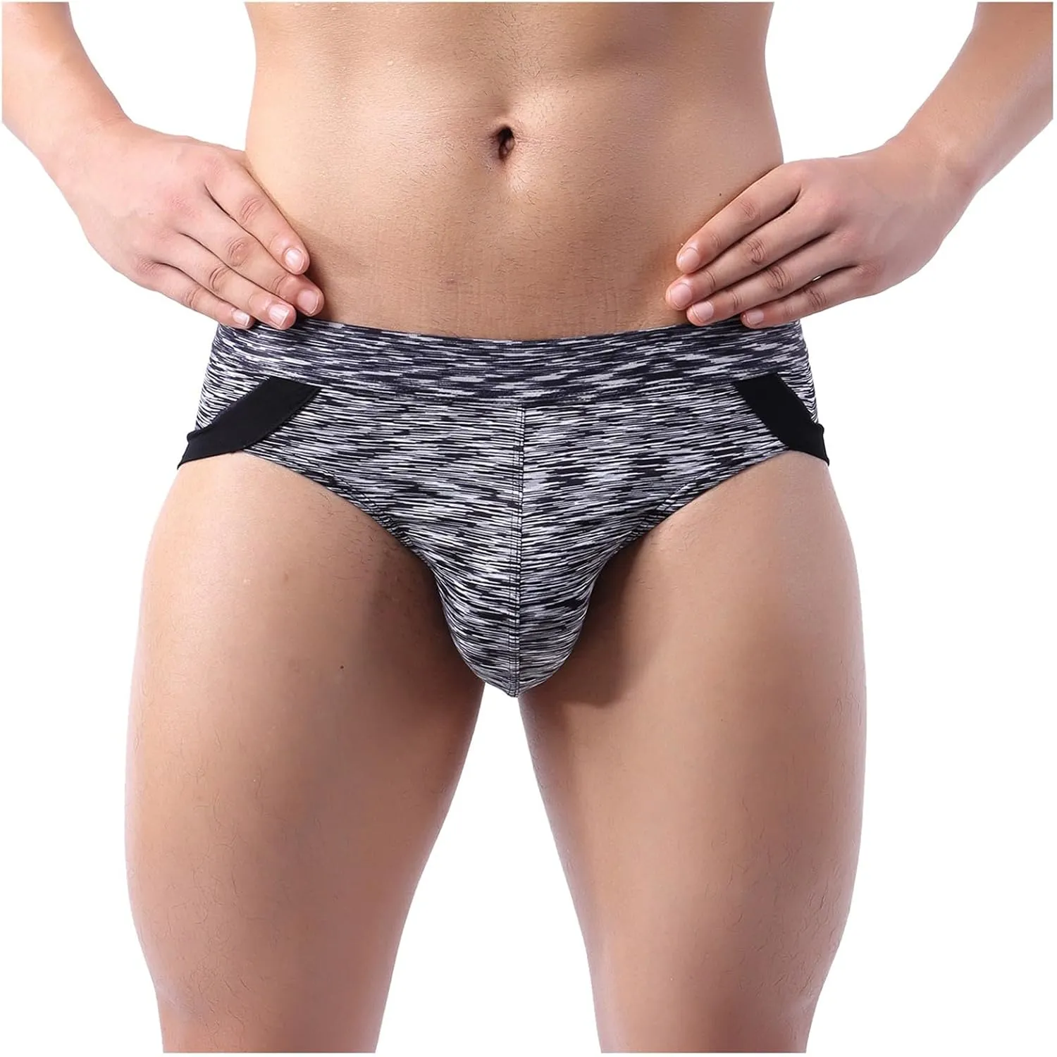Men's Quick-dryl Briefs with Big Pouch Colorful Bulge Stretch Bikini Underwear Low Rise Sporty Under Panties for Men