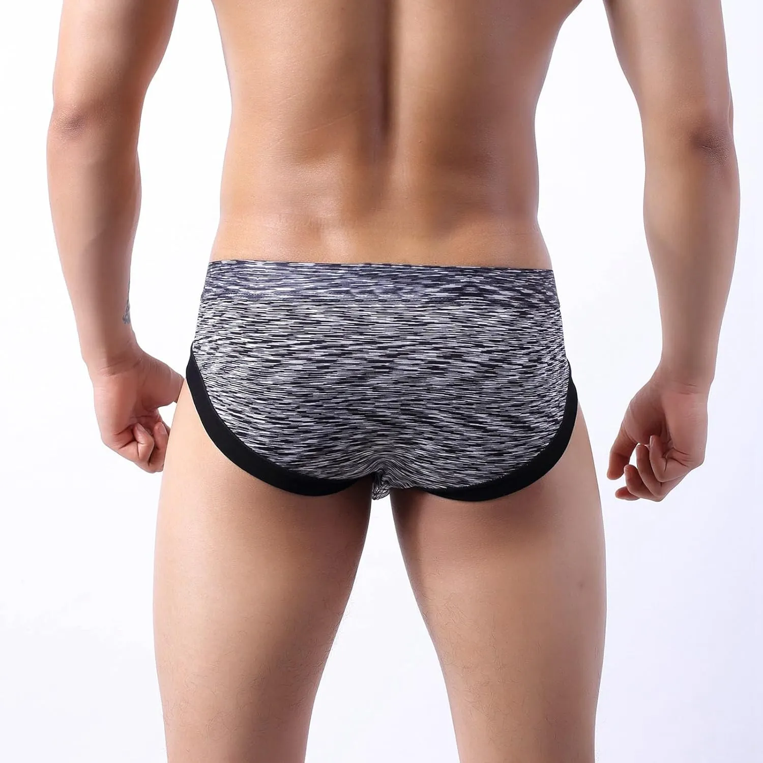 Men's Quick-dryl Briefs with Big Pouch Colorful Bulge Stretch Bikini Underwear Low Rise Sporty Under Panties for Men