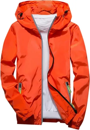 Men's Rain Jacket Casual Zip Up Lightweight Jackets Waterproof Windbreaker Hooded Raincoat for Golf Hiking Travel