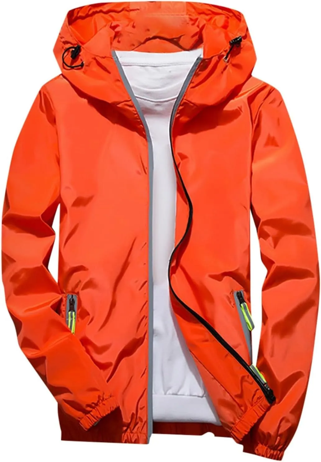 Men's Rain Jacket Casual Zip Up Lightweight Jackets Waterproof Windbreaker Hooded Raincoat for Golf Hiking Travel