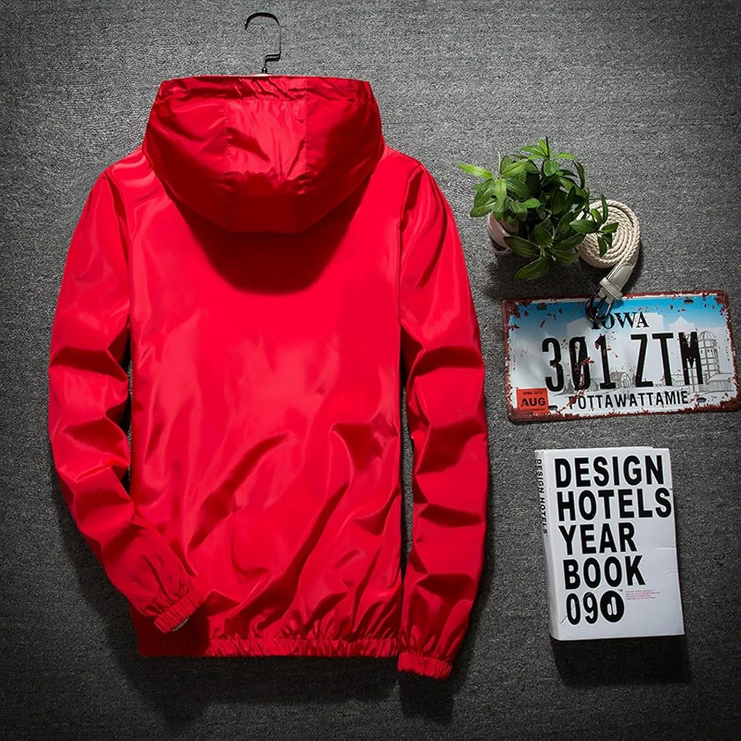 Mens Rain Jacket Waterproof Jackets Casual Zip Up Lightweight Hooded Raincoat with Hood for Daily Casual