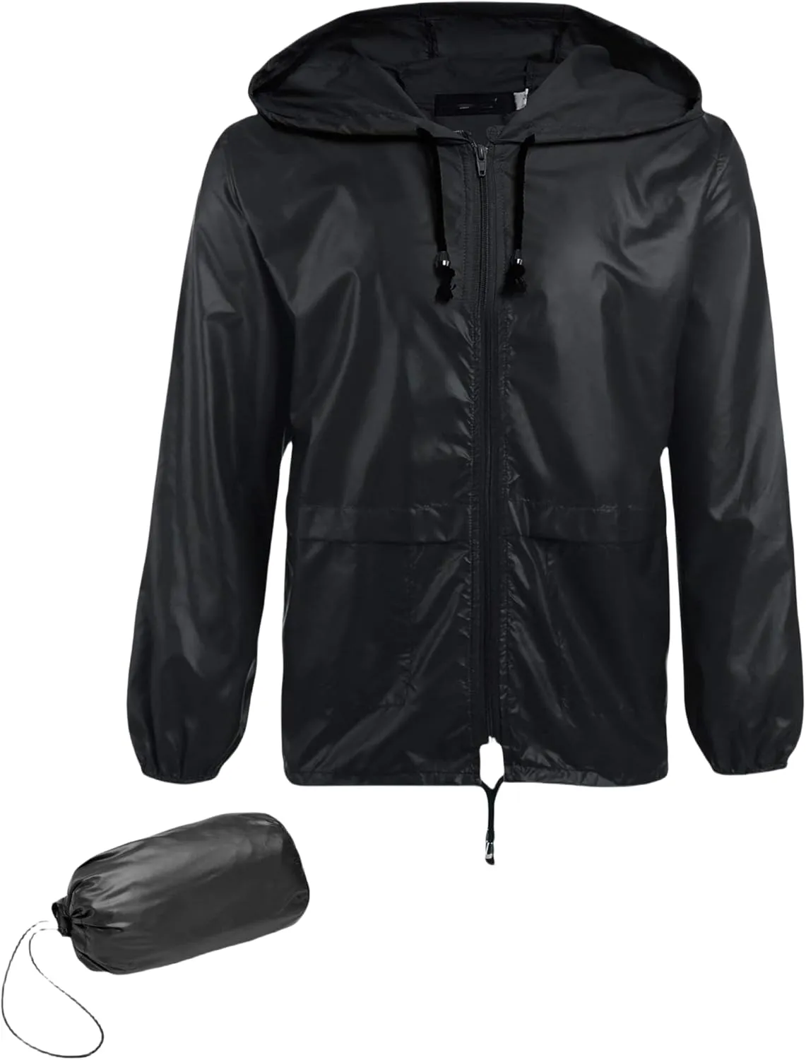 Men's Rain Jacket with Hood Waterproof Lightweight Packable Raincoat,Lightweight Jacket Women (Black,M)