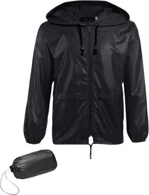 Men's Rain Jacket with Hood Waterproof Lightweight Packable Raincoat,Lightweight Jacket Women (Black,M)