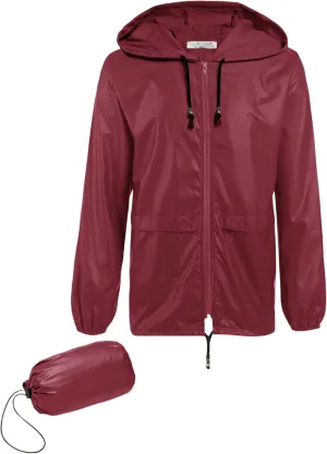 Men's Rain Jacket with Hood Waterproof Lightweight Packable Raincoat,Lightweight Jacket Women (Burgundy,2XL)