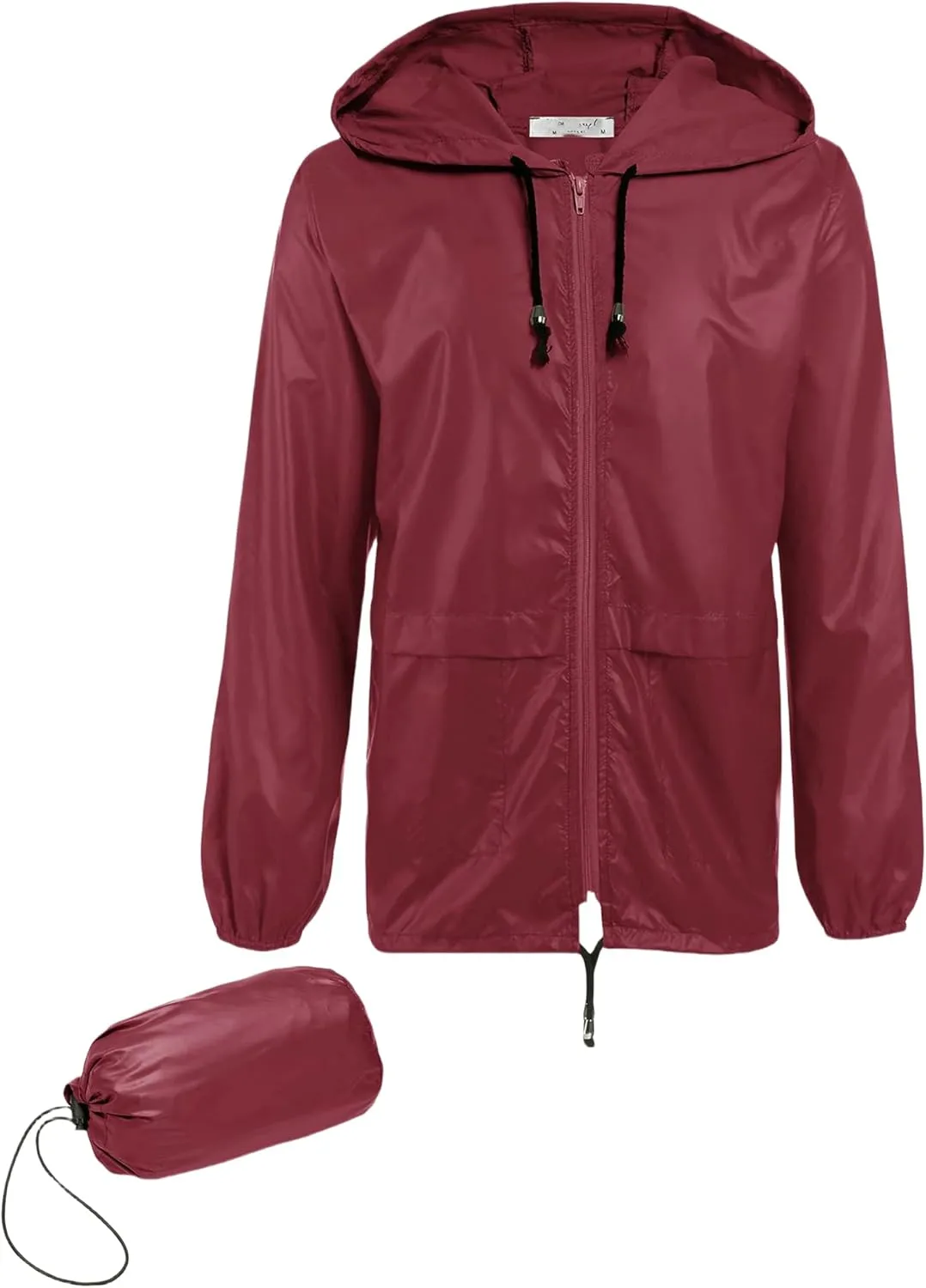 Men's Rain Jacket with Hood Waterproof Lightweight Packable Raincoat,Lightweight Jacket Women (Burgundy,2XL)