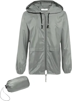 Men's Rain Jacket with Hood Waterproof Lightweight Packable Raincoat,Lightweight Jacket Women (Gray,M)