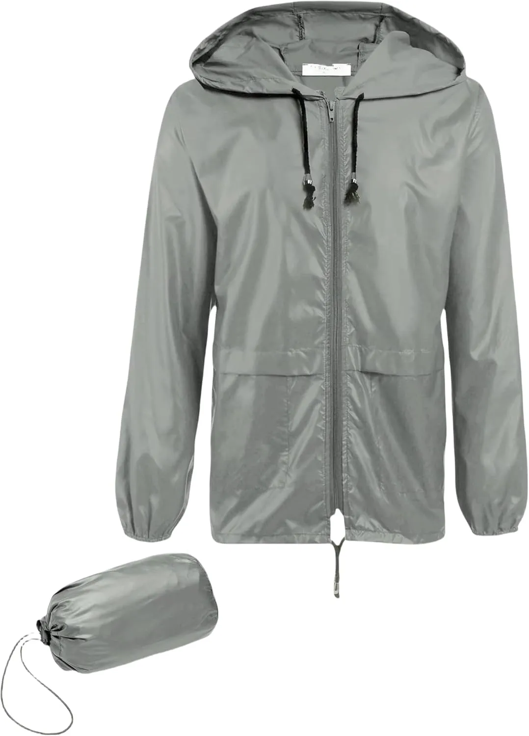 Men's Rain Jacket with Hood Waterproof Lightweight Packable Raincoat,Lightweight Jacket Women (Gray,XL)