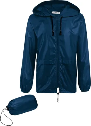 Men's Rain Jacket with Hood Waterproof Lightweight Packable Raincoat,Lightweight Jacket Women (Navy,2XL)