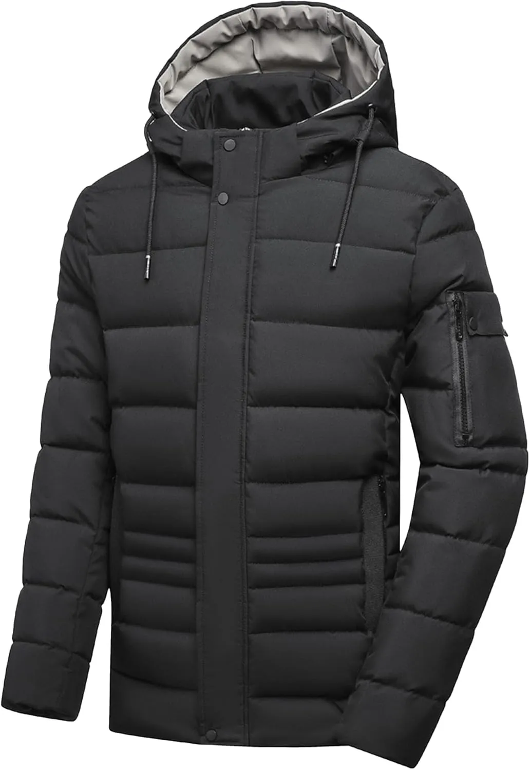 Men's Removable Hood Insulated Puffer Jacket Windproof Warm Padded Down Coats Waterproof Thermal Winter Coats