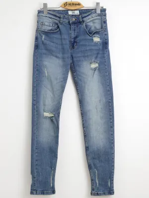 Men's Ripped Washed Jeans,Light Blue
