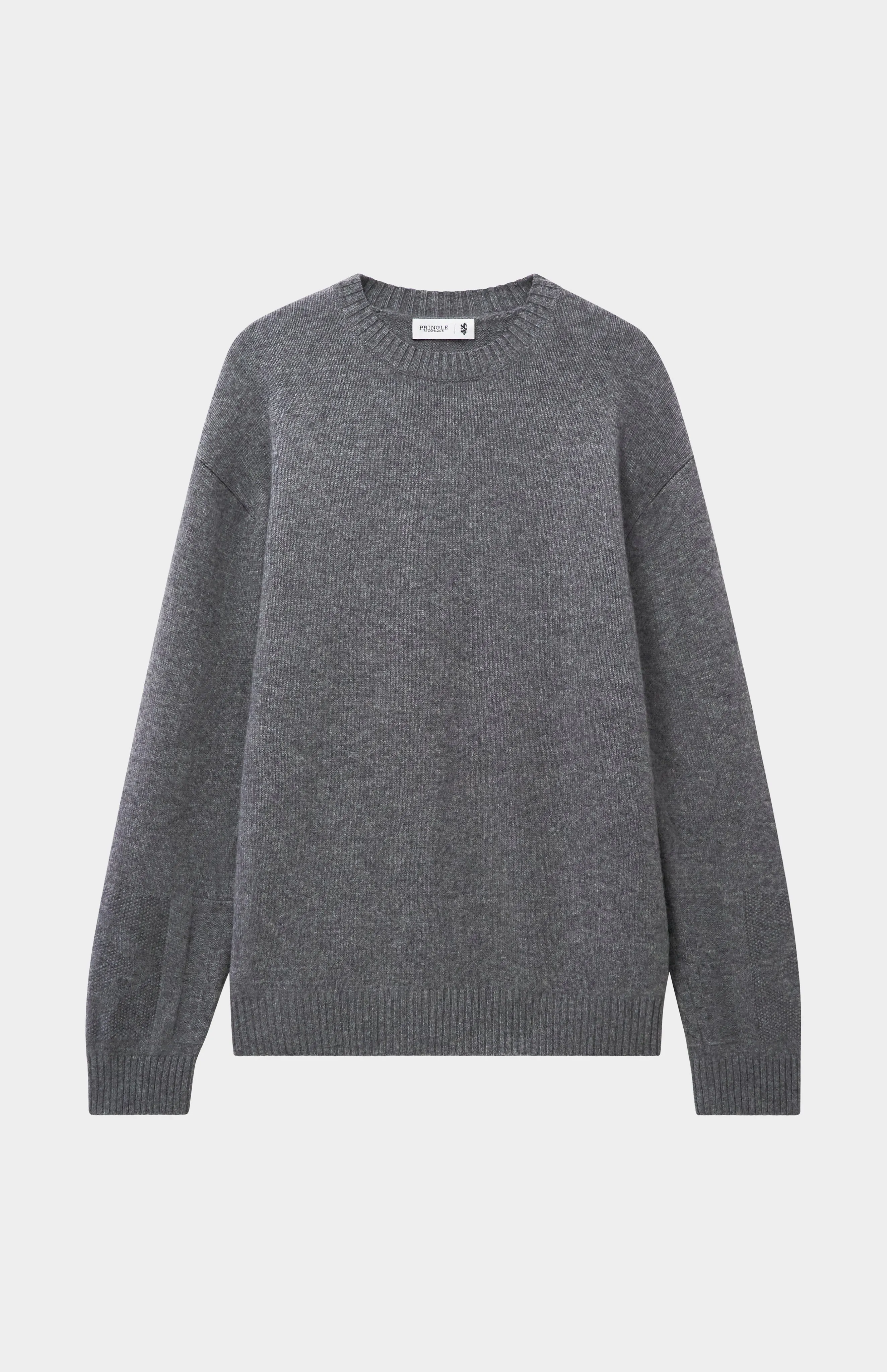 Men's Round Neck Cashmere Jumper In Grey Melange