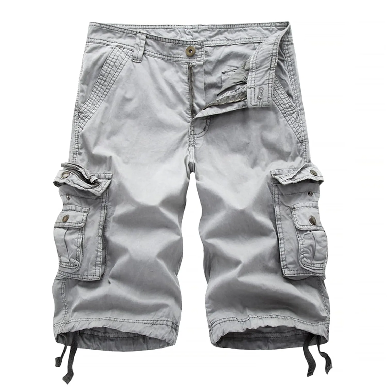 Men's Rugged Flex Relaxed Fit Canvas Cargo Short Lightweight Multi Pocket Casual Short Pants Outdoor Cotton Twil Shorts (38,Grey)