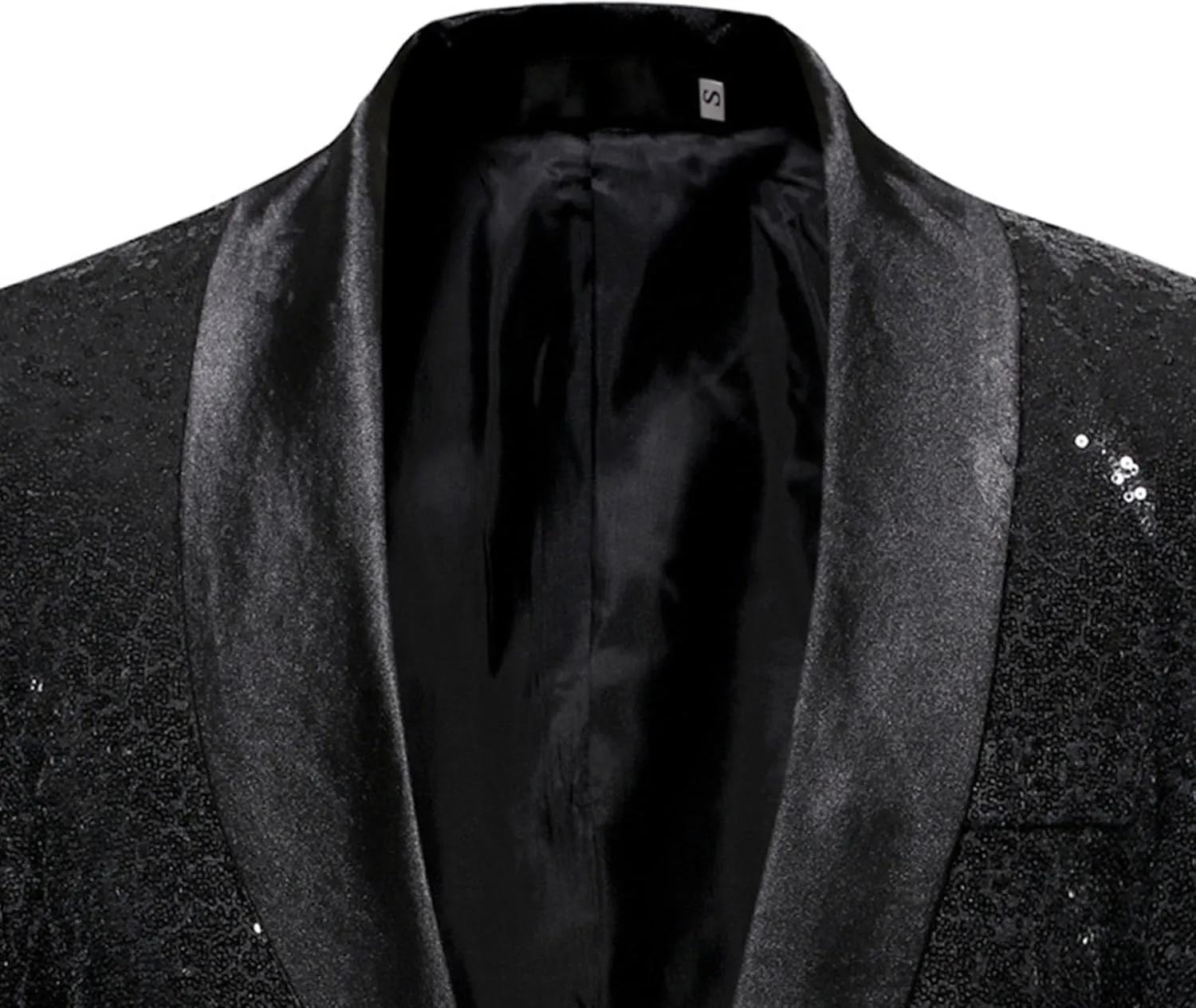 Men's Sequins Suit Jacket Slim Fit Shawl Lapel Blazer Sport Coats 1 Button Tuxedo Jackets for Prom Party Dinner