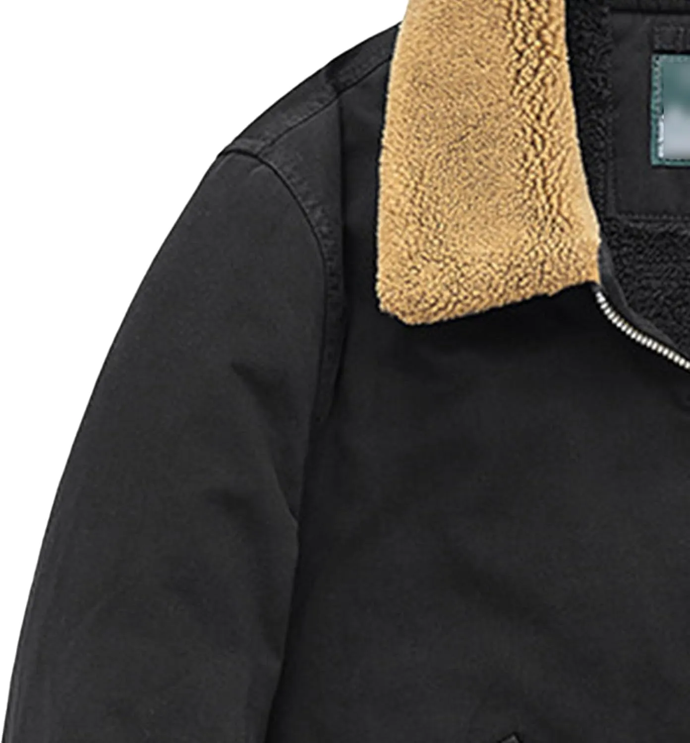 Men's Sherpa Lined Cotton Cargo Jacket Fur Collar Windproof Fleece Bomber Jacket Warm Winter Casual Padded Coats