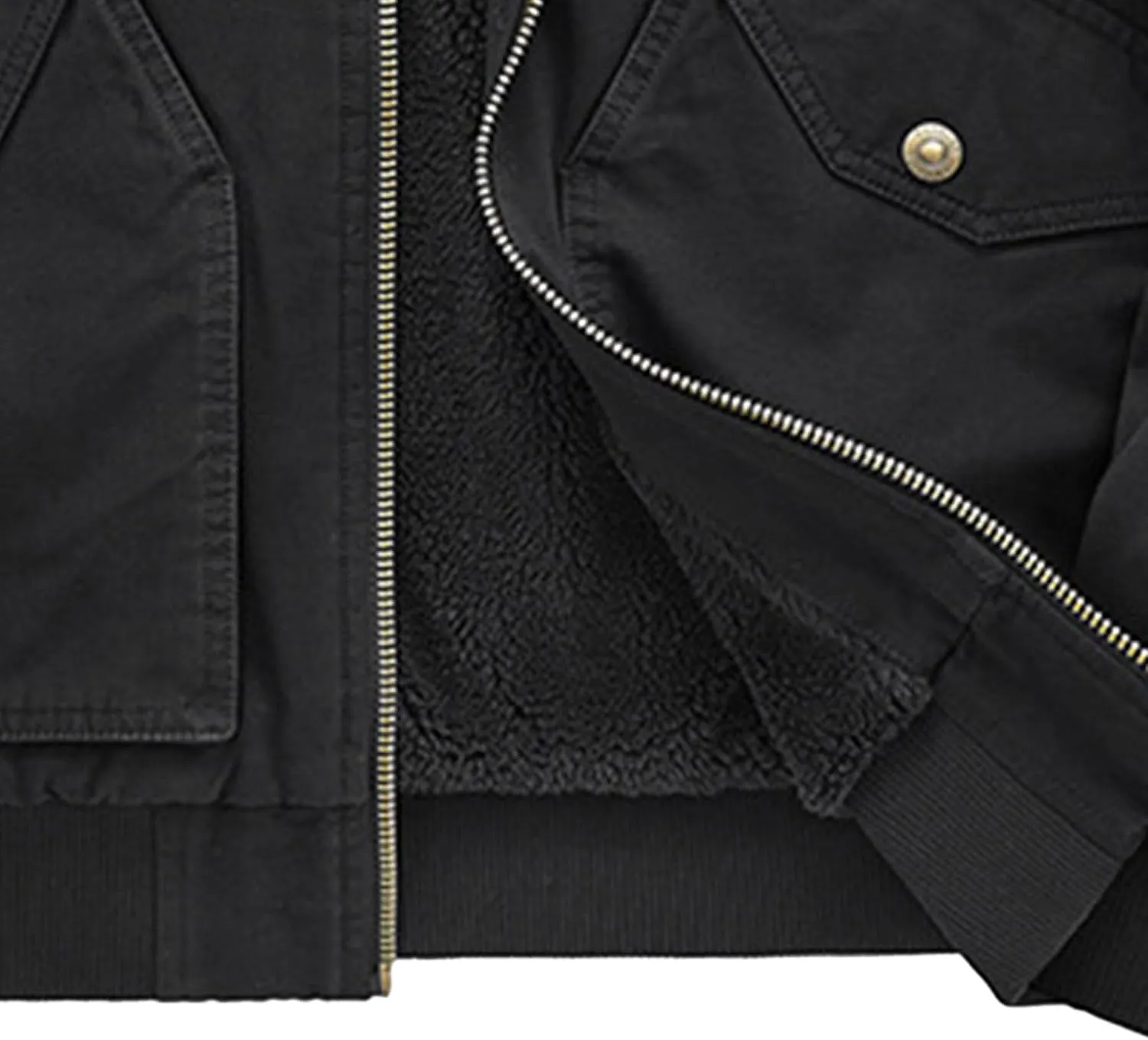 Men's Sherpa Lined Cotton Cargo Jacket Fur Collar Windproof Fleece Bomber Jacket Warm Winter Casual Padded Coats