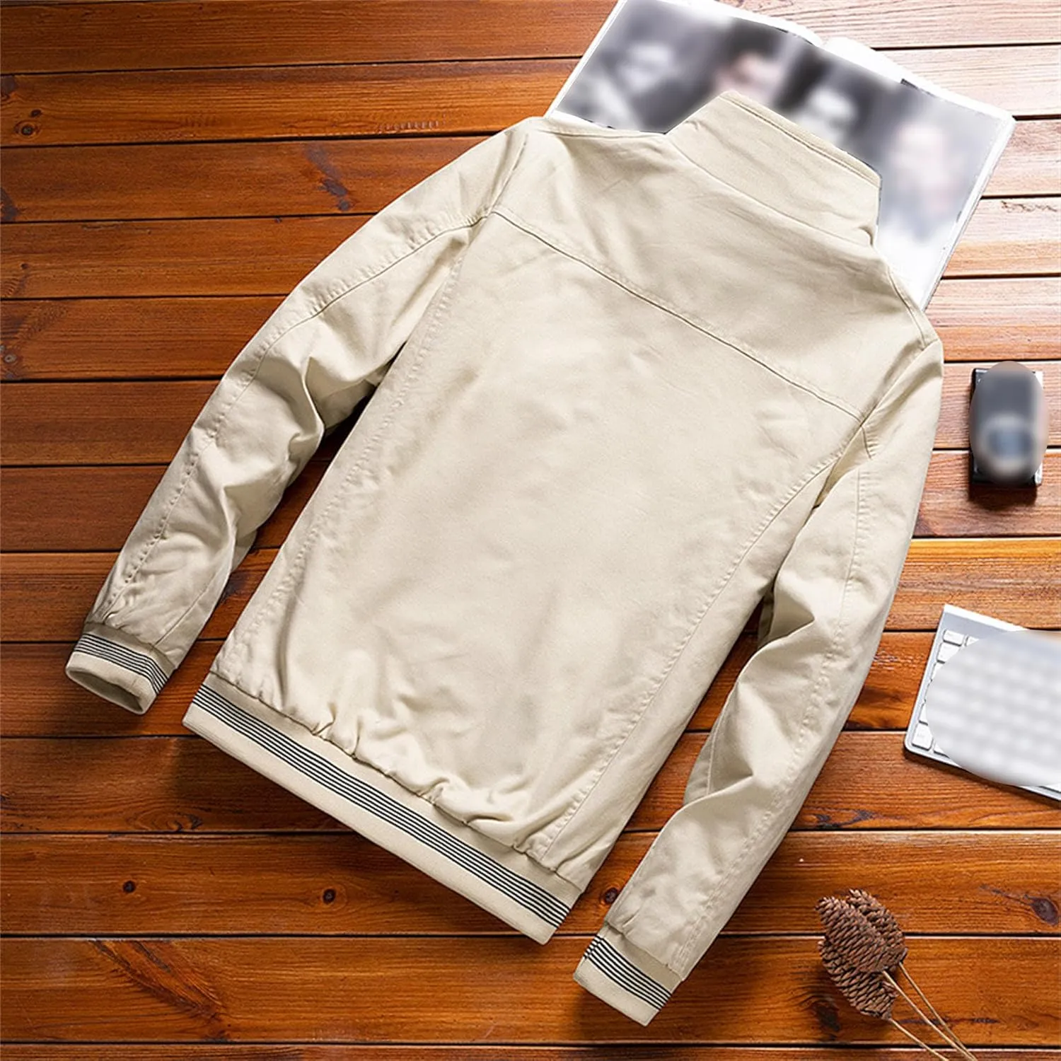 Men's Sherpa Lined Cotton Cargo Jacket Stand Collar Full Zip Fleece Jackets Winter Warm Windproof Windbreaker