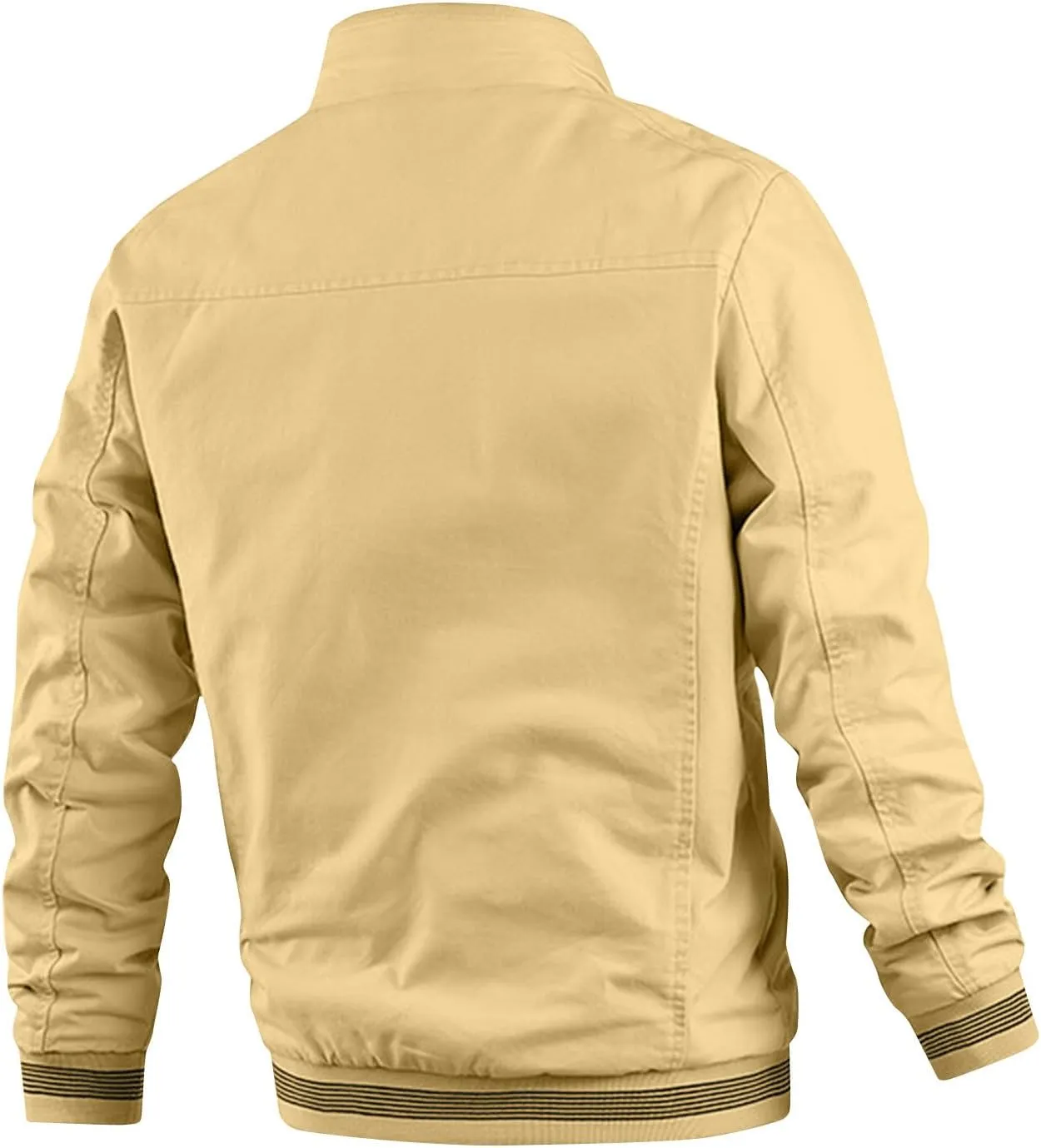 Mens Sherpa Lined Jacket Full-Zip Winter Stand Collar Bomber Jacket Outdoor Recreation Work Cargo Outerwear with Pocket