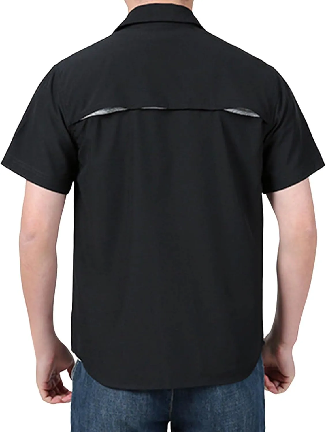 Men's Short Sleeve Shirt Button Down Casual Woven Two Chest Pockets Quick Dry Fishing Safari Hiking Lightweight Shirts