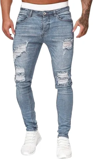 Mens Slim Fit Boot Cut Jeans Jeans Frayed Pants Distressed Rip Trousers Men Jeans Wide Jeans Men Mens