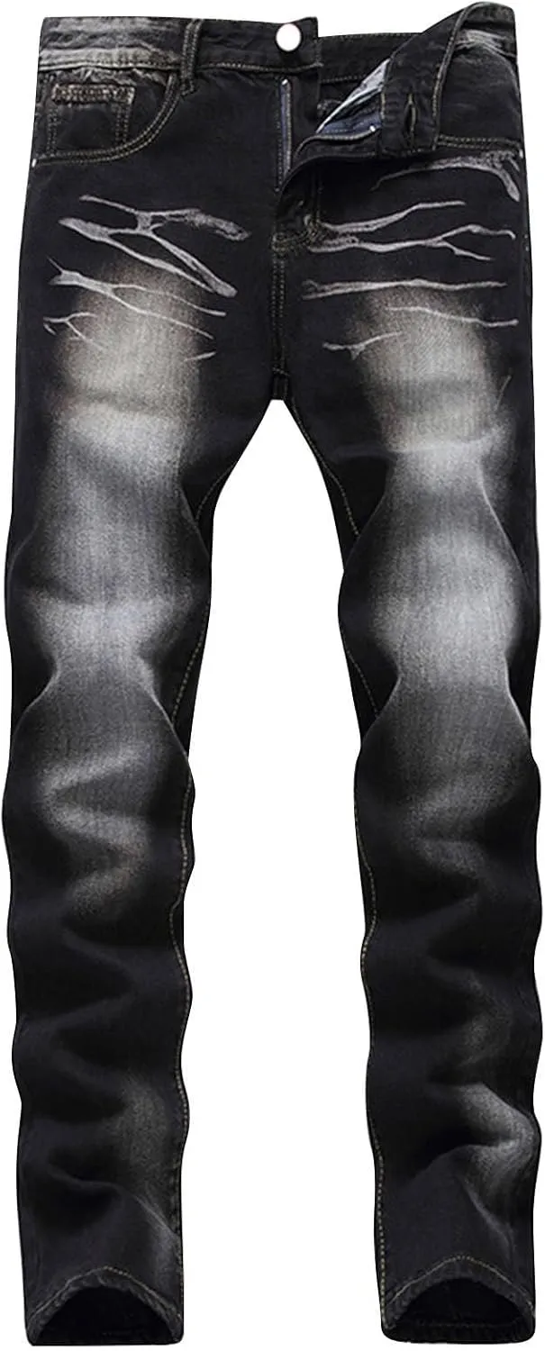Mens Slim Fit Boot Cut Jeans Jeans Frayed Pants Distressed Rip Trousers Men Jeans Wide Jeans Men Mens