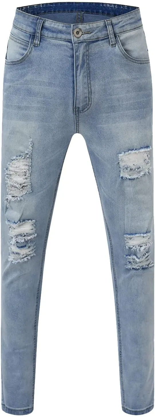 Mens Slim Fit Boot Cut Jeans Jeans Frayed Pants Distressed Rip Trousers Men Jeans Wide Jeans Men Mens
