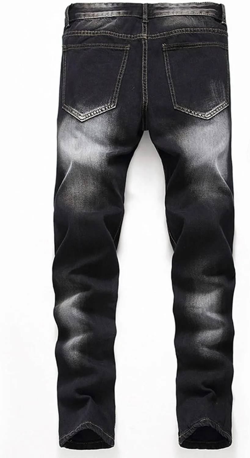 Mens Slim Fit Boot Cut Jeans Jeans Frayed Pants Distressed Rip Trousers Men Jeans Wide Jeans Men Mens