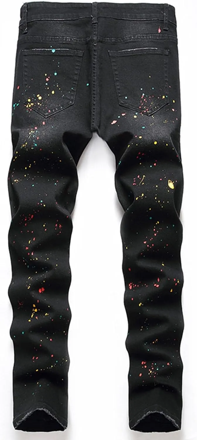 Mens Slim Fit Boot Cut Jeans Jeans Frayed Pants Distressed Rip Trousers Men Jeans Wide Jeans Men Mens