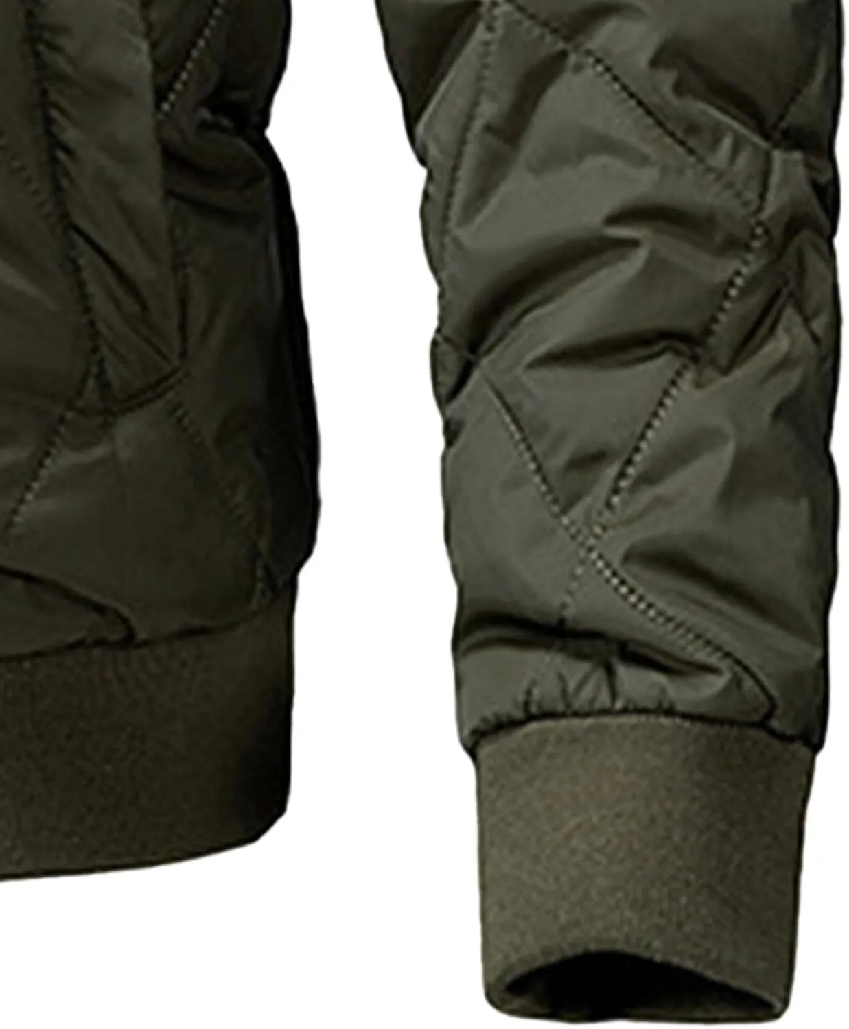 Men's Slim Fit Diamond Bomber Jacket Winter Full Zipper Quilted Lined Padded Jacket Windproof Casual Varsity Coat
