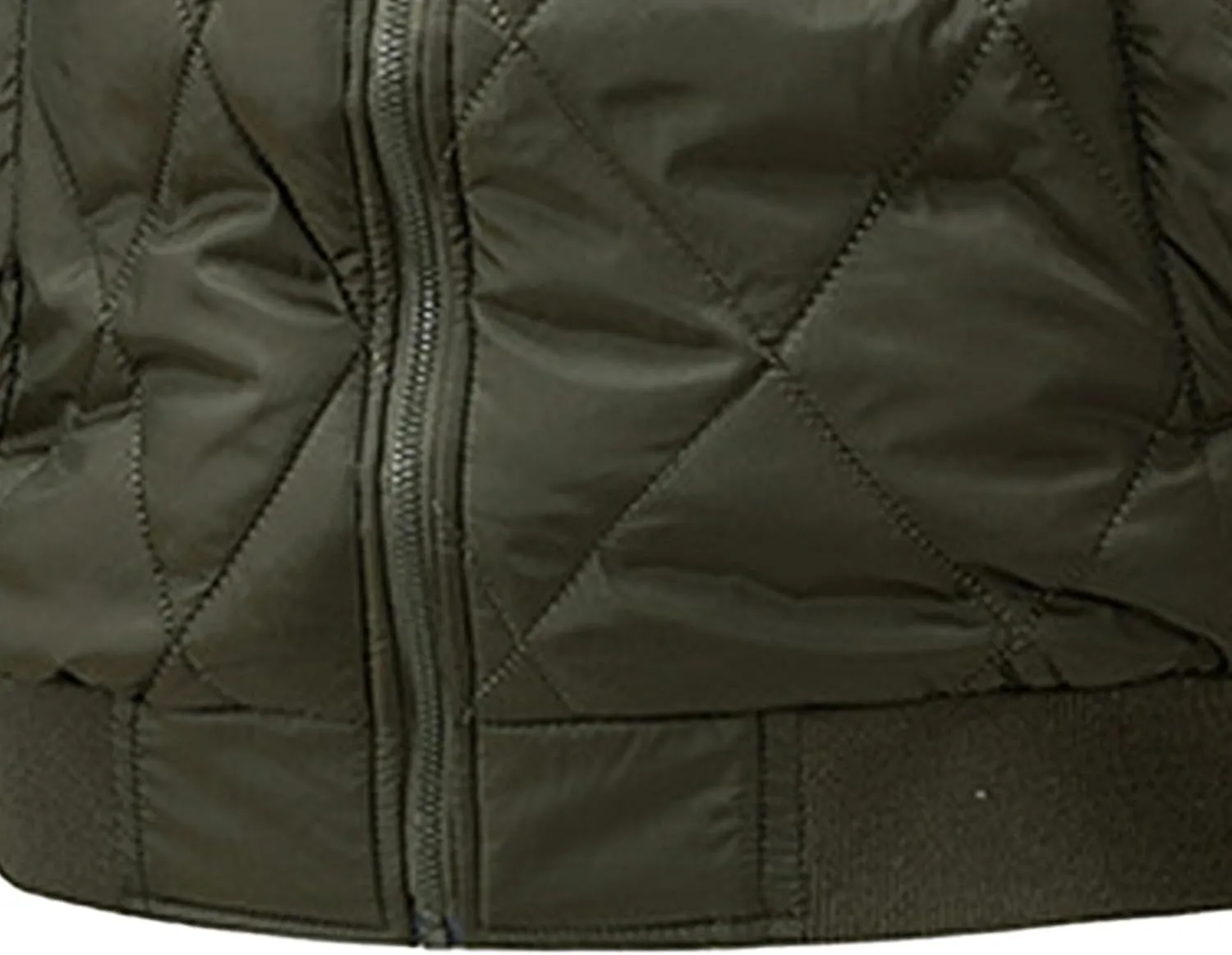 Men's Slim Fit Diamond Bomber Jacket Winter Full Zipper Quilted Lined Padded Jacket Windproof Casual Varsity Coat