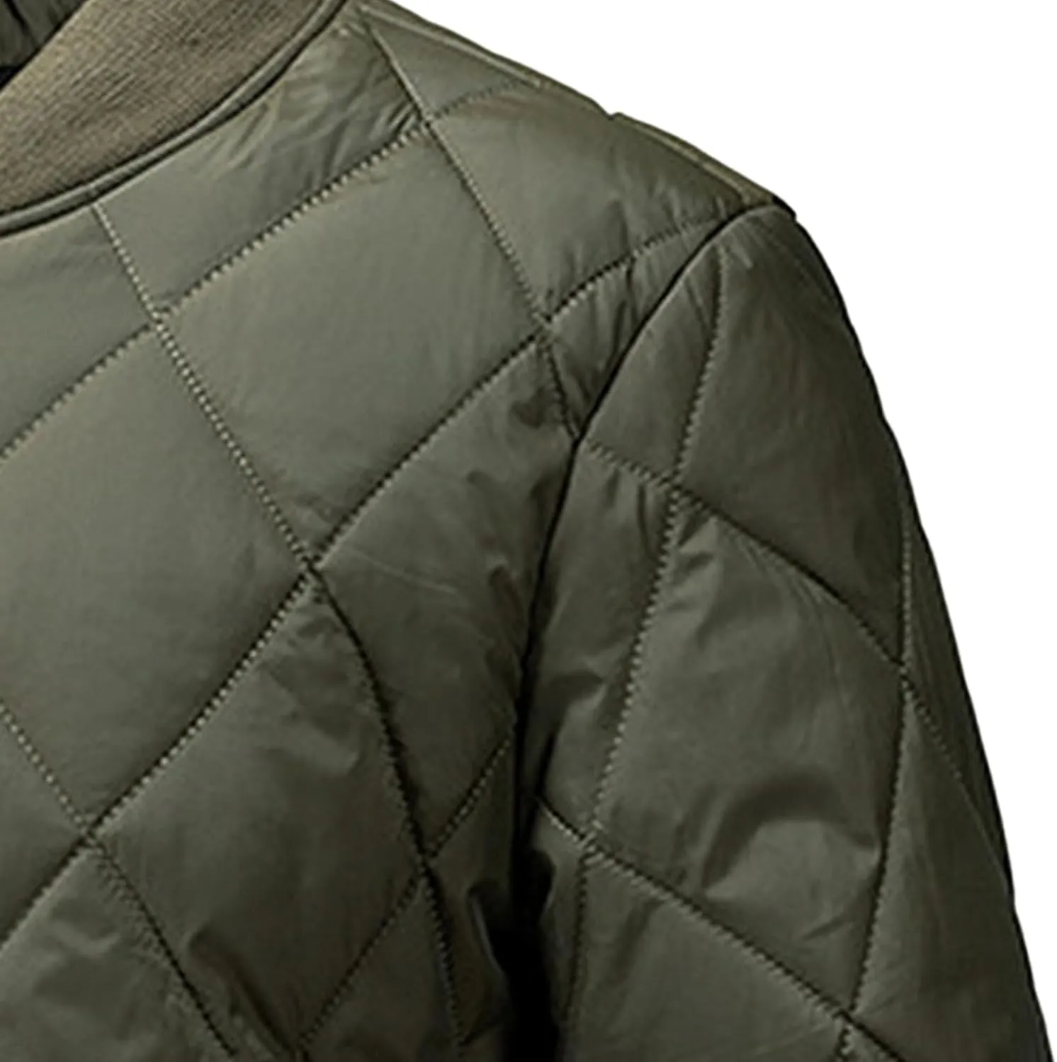 Men's Slim Fit Diamond Bomber Jacket Winter Full Zipper Quilted Lined Padded Jacket Windproof Casual Varsity Coat