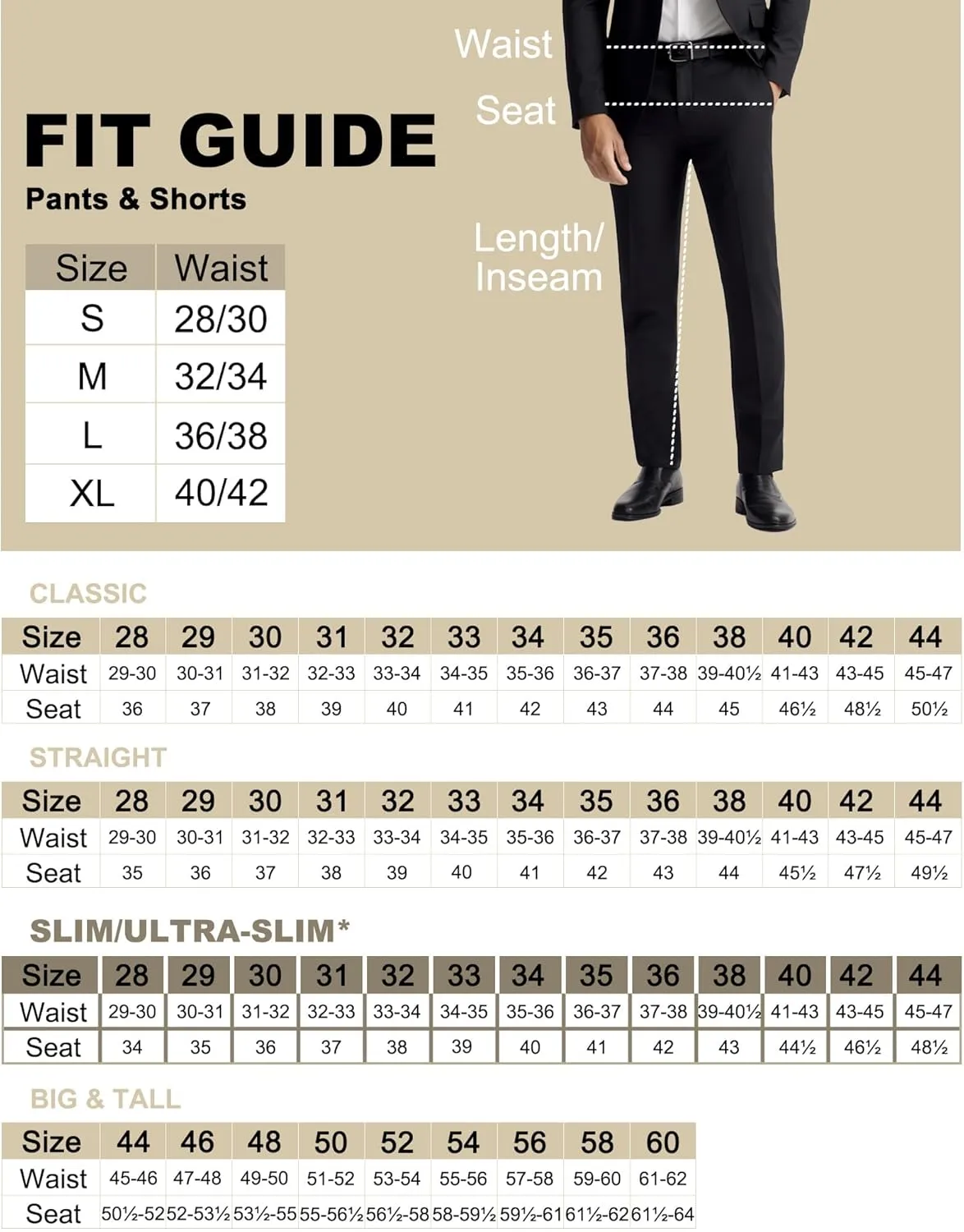 Mens Slim Fit Dress Pants Expandable Waist Flat Front No Iron Suit Pants