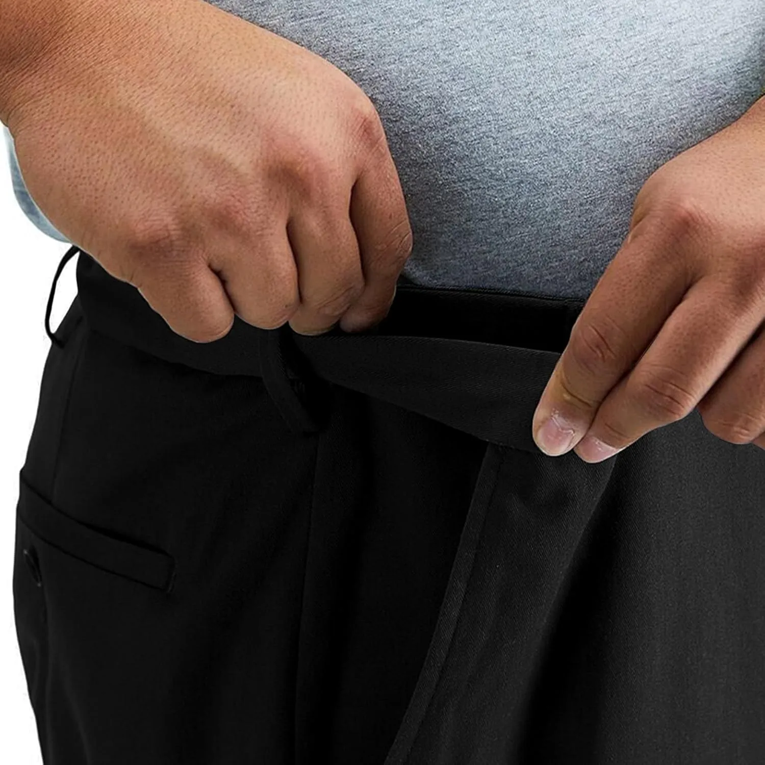 Mens Slim Fit Dress Pants Expandable Waist Flat Front No Iron Suit Pants