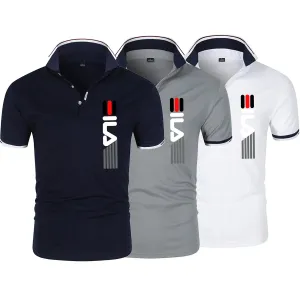 Men's Slim Fit Lapel Embroidered Polo Shirt